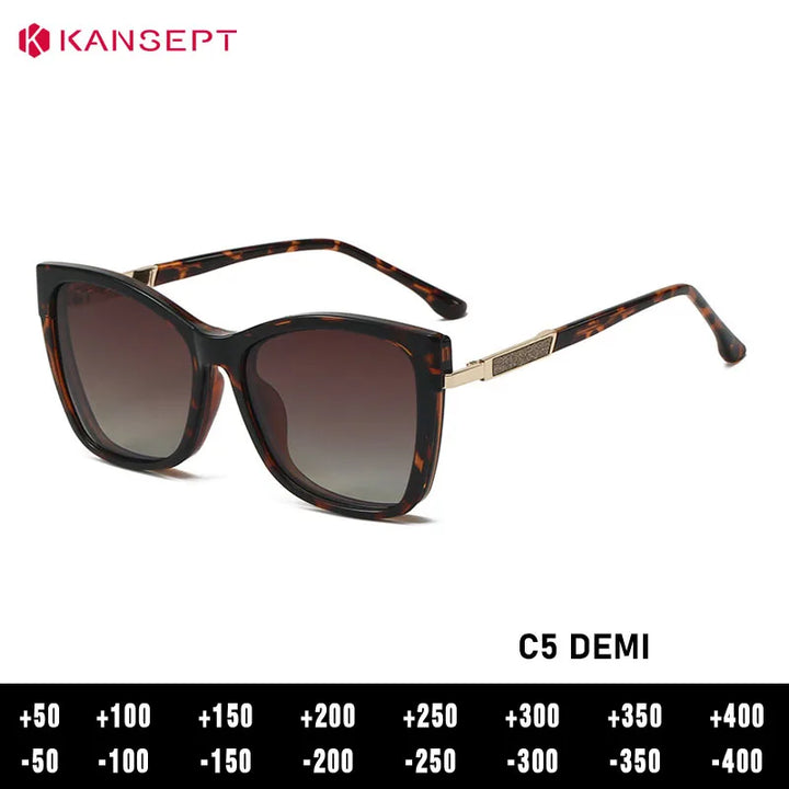 Kansept Women's Full Rim Square Tr 90 Alloy Eyeglasses Clip On Sunglasses 786003