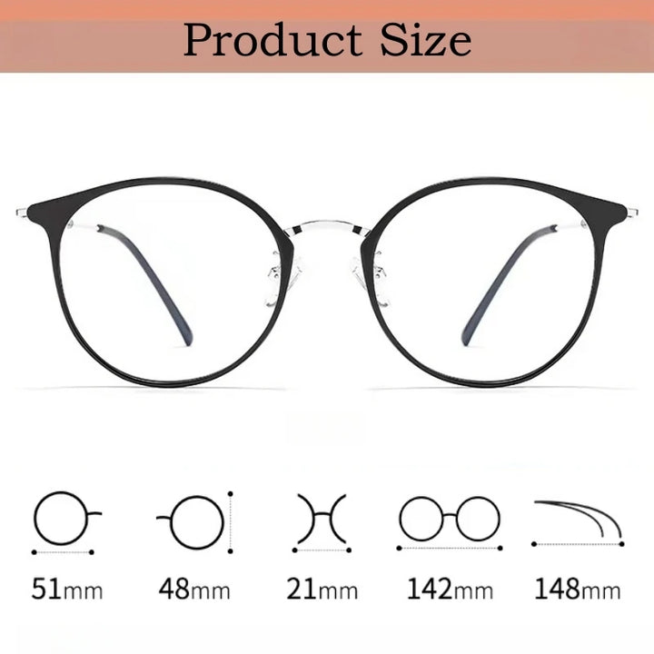 Yimaruili Unisex Full Rim Round Oval Tr 90 Alloy Eyeglasses 22642 Full Rim Yimaruili Eyeglasses