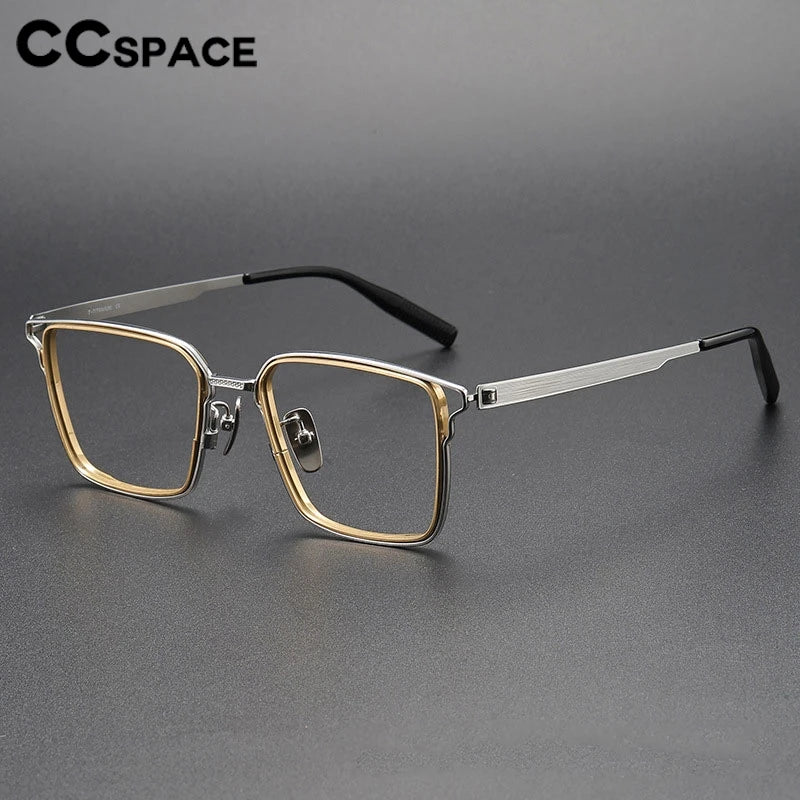 CCspace Unisex Full Rim Square Titanium Eyeglasses 301375 Full Rim CCspace   