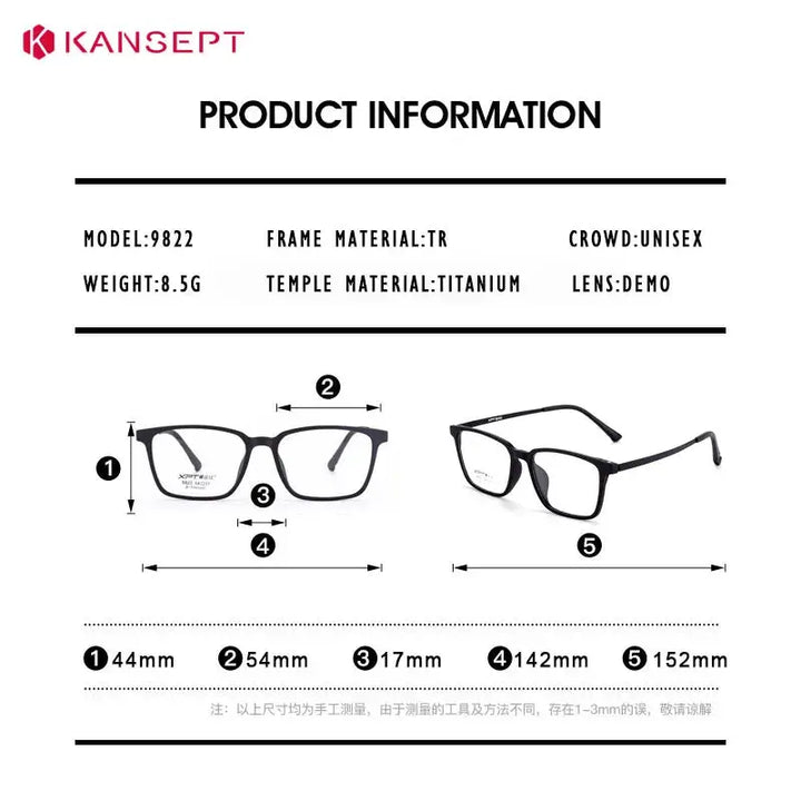 Kansept Unisex Full Rim Square Tr 90 Titanium Frames 982200 FuzWeb