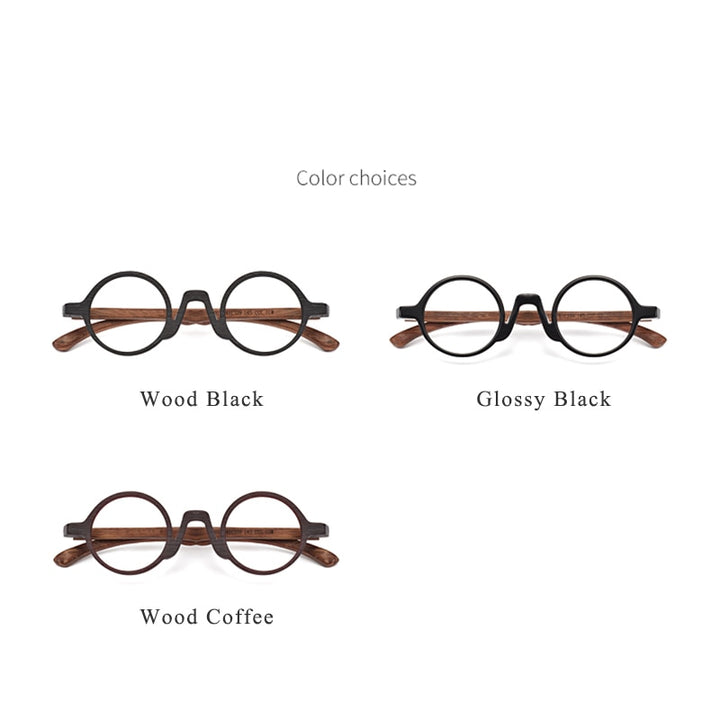 Hdcrafter Unisex Full Rim Round Wood Eyeglasses 5610d Full Rim Hdcrafter Eyeglasses   