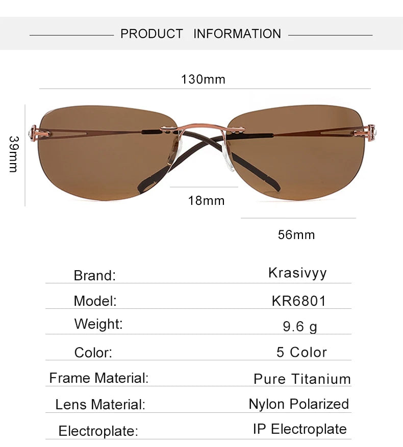 Krasivyy Women's Rimless Oval Screwless Titanium Sunglasses 426801