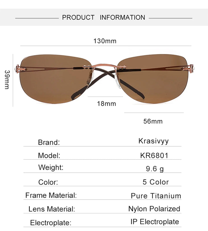 Krasivyy Women's Rimless Oval Screwless Titanium Sunglasses 426801