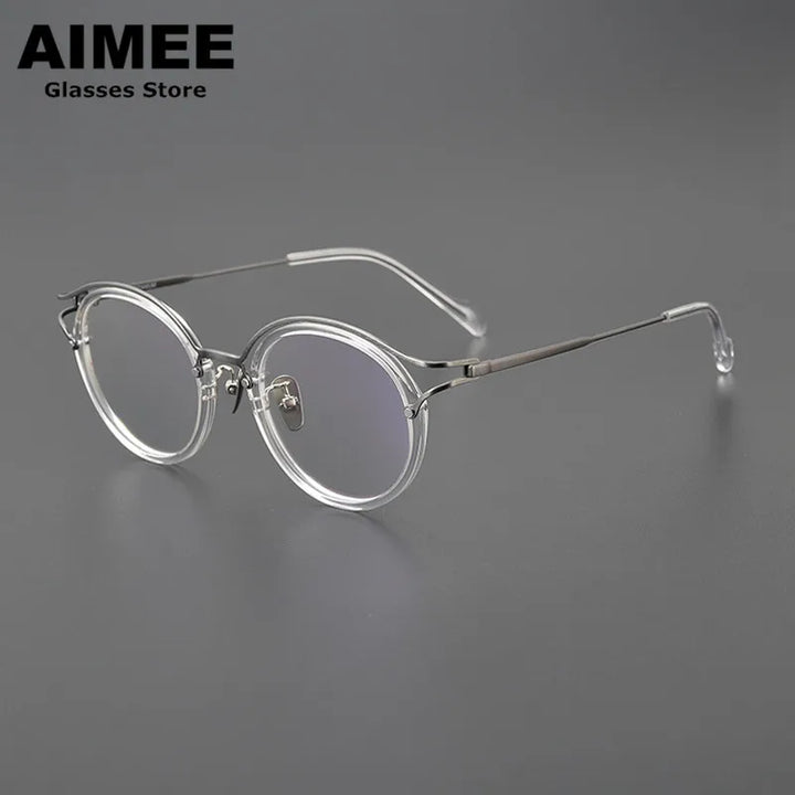 Aimee Women's Full Rim Round Acetate Titanium Eyeglasses 690036