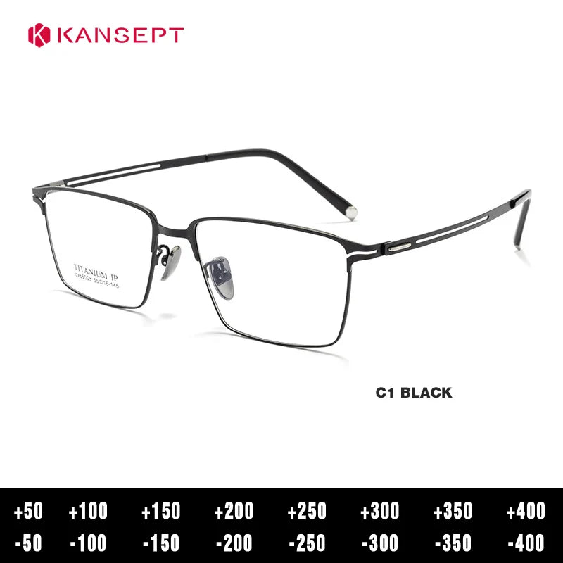 Kansept Men's Semi Rim Square Brow Line Alloy Reading Glasses 66008