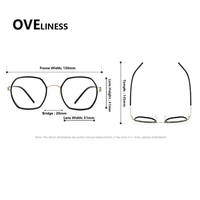 Oveliness Women's Full Rim Polygon Acetate Titanium Eyeglasses 381044