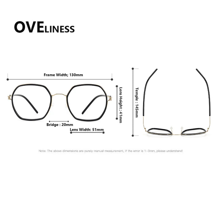 Oveliness Women's Full Rim Polygon Acetate Titanium Eyeglasses 381044