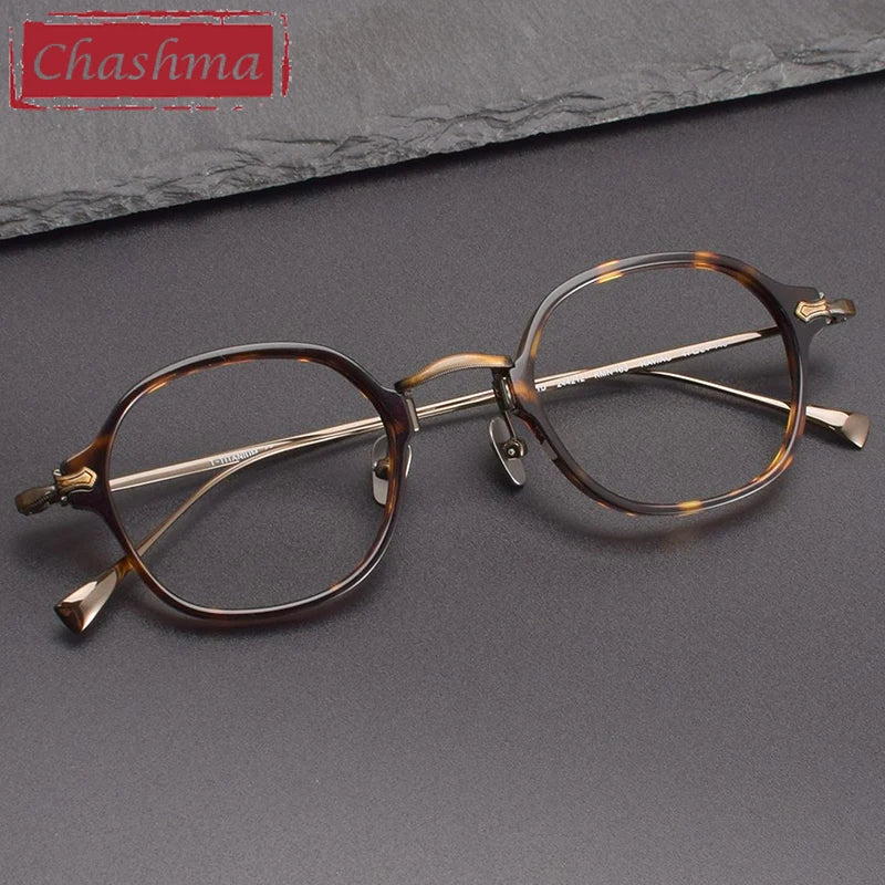 Chashma Unisex Full Rim Flat Top Round Acetate Titanium Eyeglasses 183 Full Rim Chashma   