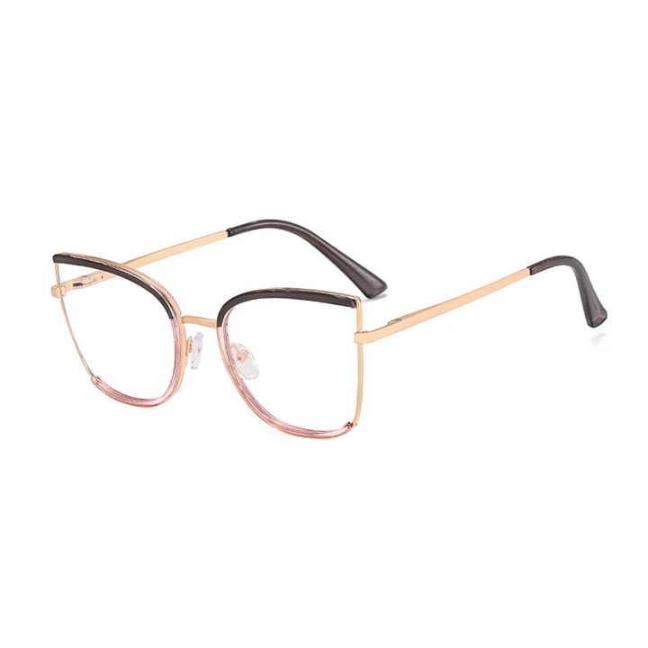 Ralferty Women's Full Rim Square Cat Eye Alloy Eyeglasses R82112 Full Rim Ralferty C3 Gray Pink CN 