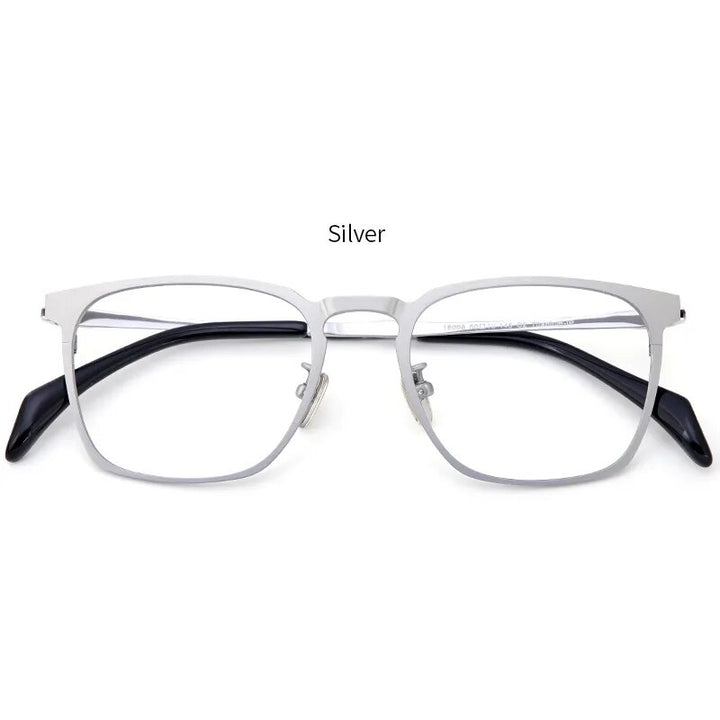 Muzz Men's Full Rim Square Titanium Eyeglasses S18008 Full Rim Muzz Silver  