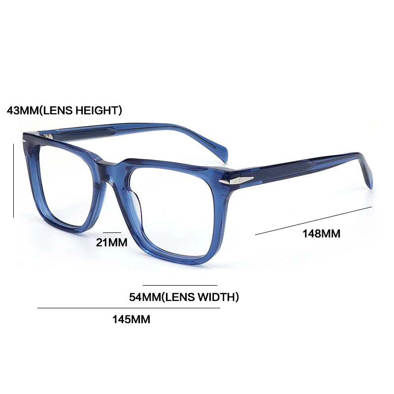 Gatenac Unisex Full Rim Square Thick Acetate Eyeglasses Gxyj1542 Full Rim Gatenac