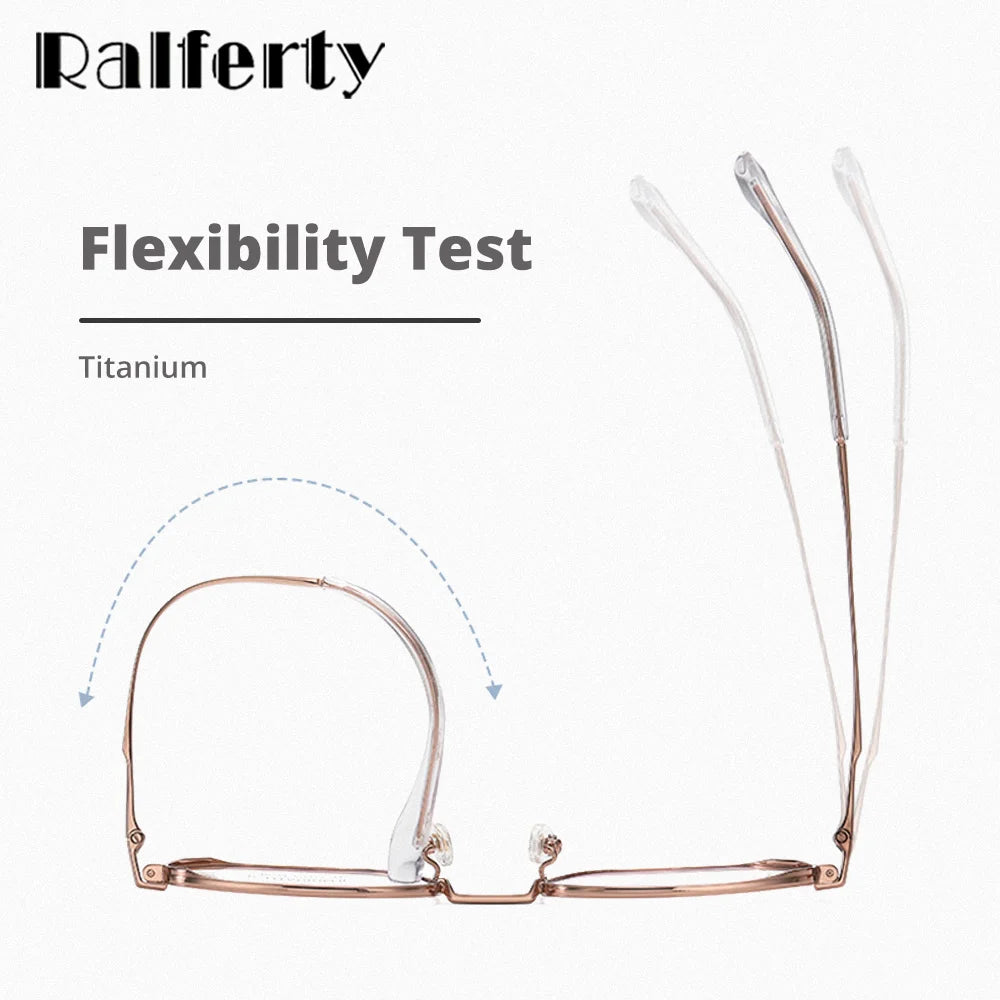 Ralferty Women's Full Rim Square Titanium Alloy Eyeglasses R6221 Full Rim Ralferty   