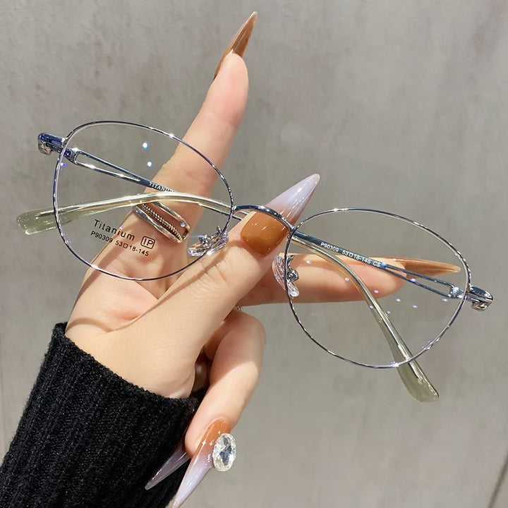 Yimaruili Unisex Full Rim Cat-Eye Pure Titanium Eyeglasses PZ-90309 — view 5 | Yimaruili at FuzWeb