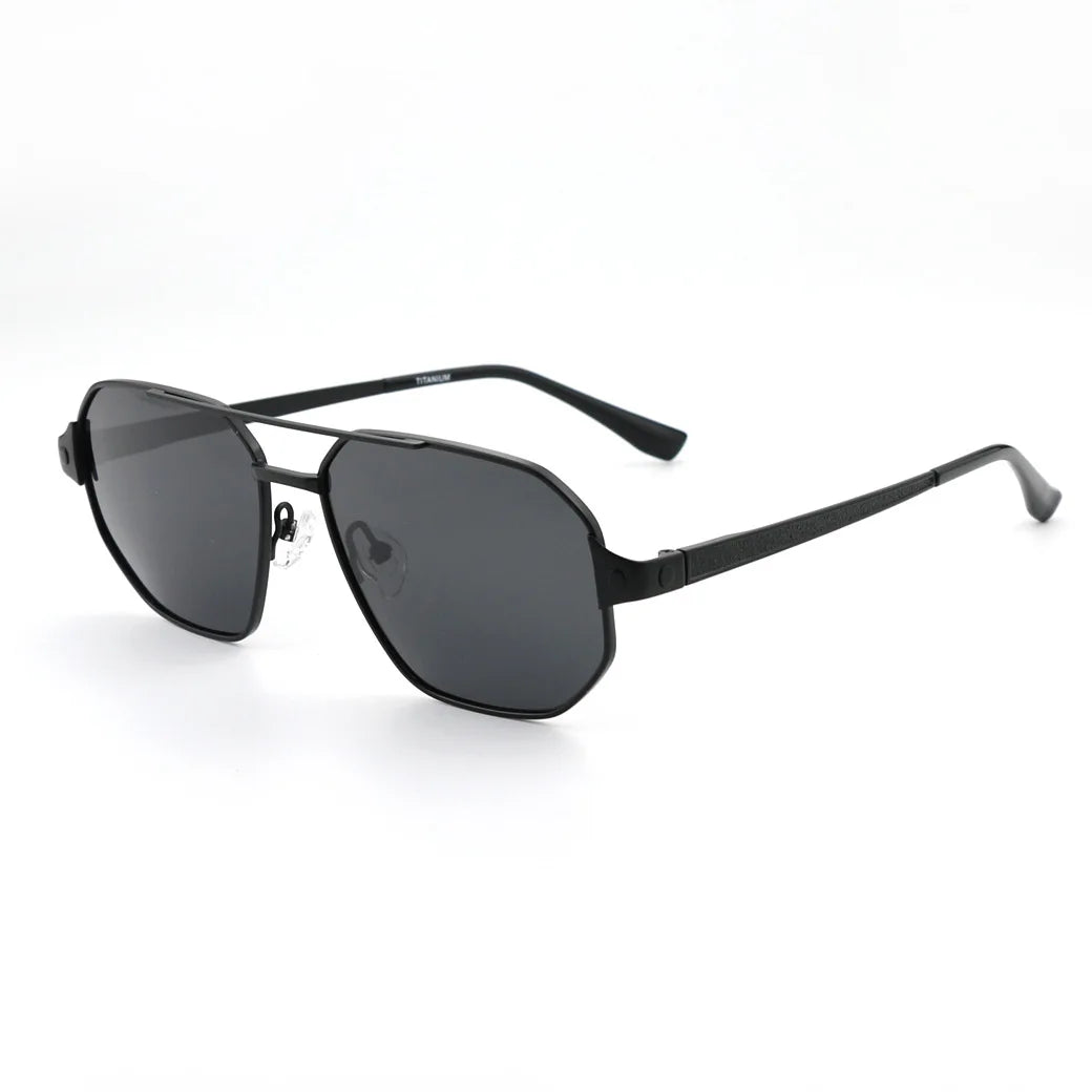 Black Mask Men Full Rim Geometric Titanium Polarized Sunglasses BM-1105S