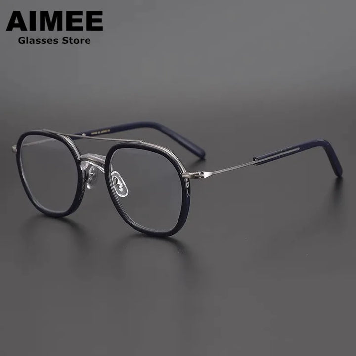 Aimee Unisex Full Rim Oval Double Bridge Titanium Acetate Eyeglasses 7115 Full Rim Aimee   