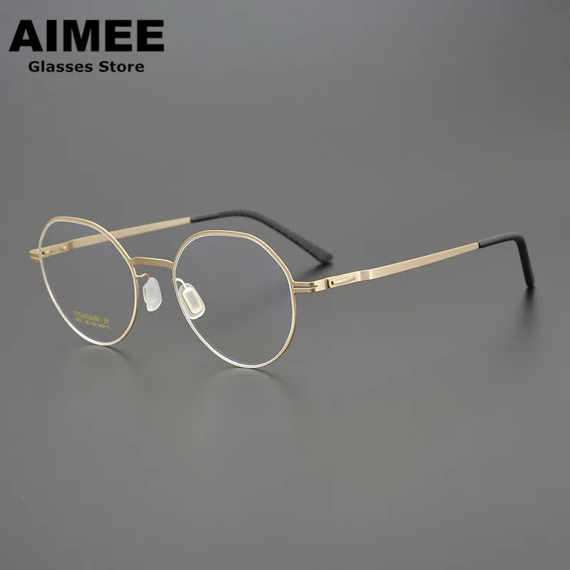 Aimee Unisex Full Rim Flat Top Round Stainless Steel Eyeglasses 13219 Full Rim Aimee   