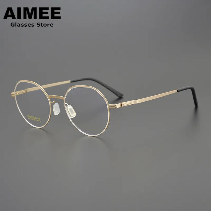 Aimee Unisex Full Rim Flat Top Round Stainless Steel Eyeglasses 13219 Full Rim Aimee   