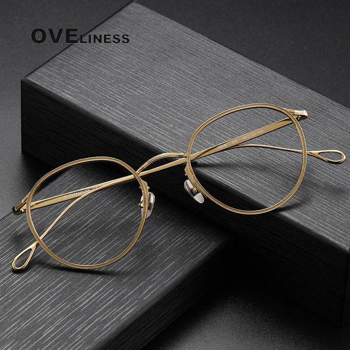 Oveliness Women's Full Rim Small Width Round Titanium Eyeglasses 153369
