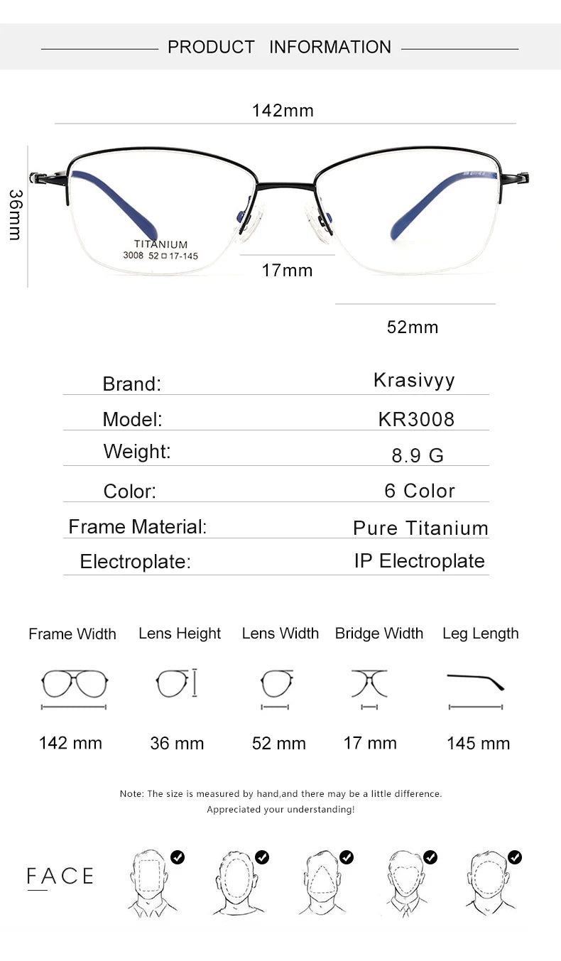 Krasivyy Women's Semi Rim Oval Square Titanium Eyeglasses 443008 Semi Rim Krasivyy   