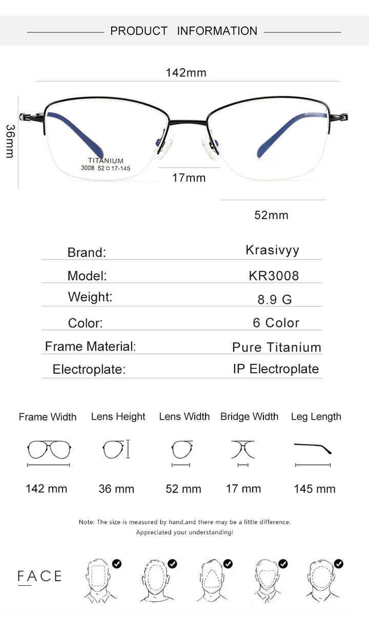 Krasivyy Women's Semi Rim Oval Square Titanium Eyeglasses 443008 Semi Rim Krasivyy   