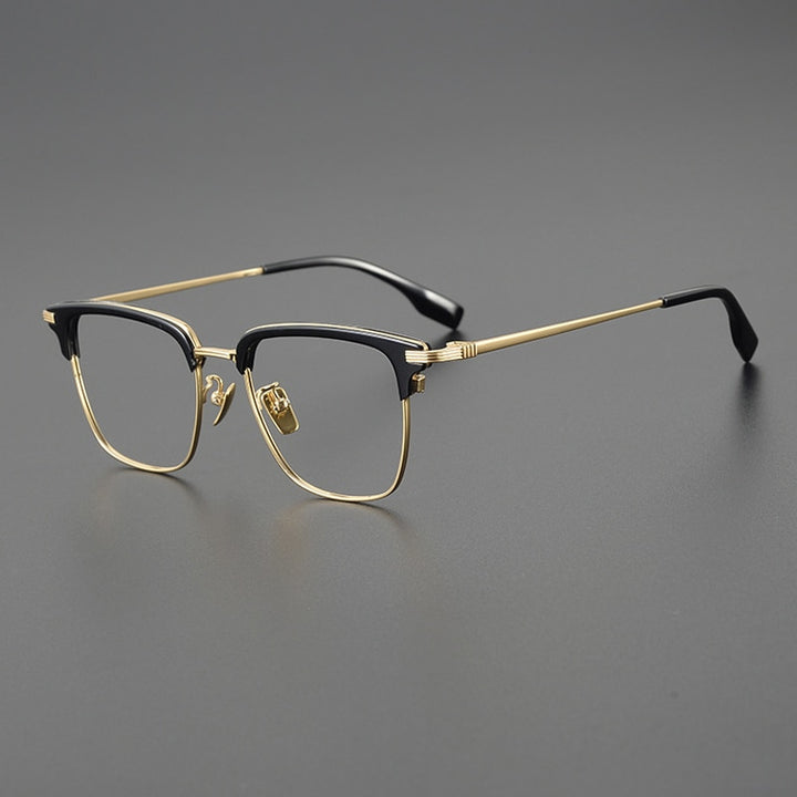 Gatenac Men's Full Rim Big Square Titanium Eyeglasses Gxyj1079 Full Rim Gatenac Gold  