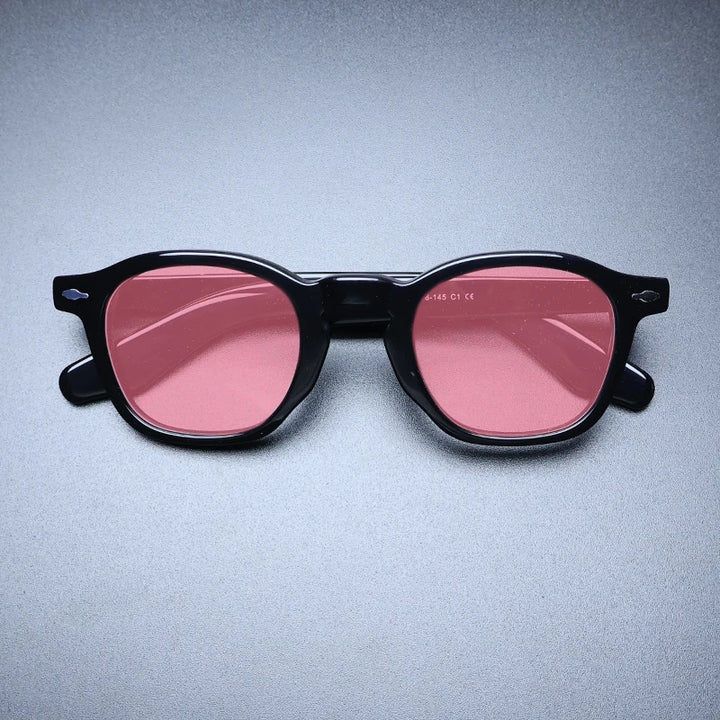 Gatenac Unisex Full Rim Square Acetate Polarized Sunglasses M001 Sunglasses Gatenac Black Pink  
