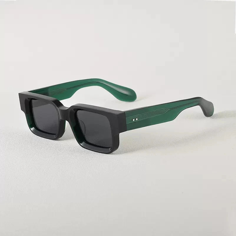 Black Mask Men's Full Rim Square Thick Acetate Polarized Sunglasses M8015 Sunglasses Black Mask Black-Green As Shown 