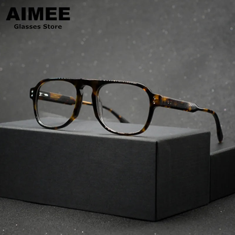 Aimee Unisex Full Rim Brow Line Square Acetate Eyeglasses 14245 Full Rim Aimee   