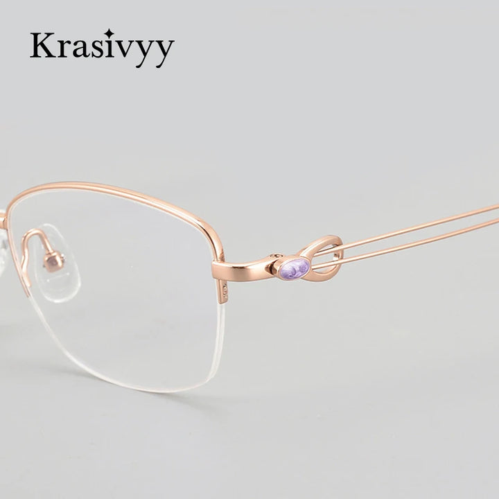 Krasivyy Women's Semi Rim Oval Square Titanium Eyeglasses 443013 Semi Rim Krasivyy   