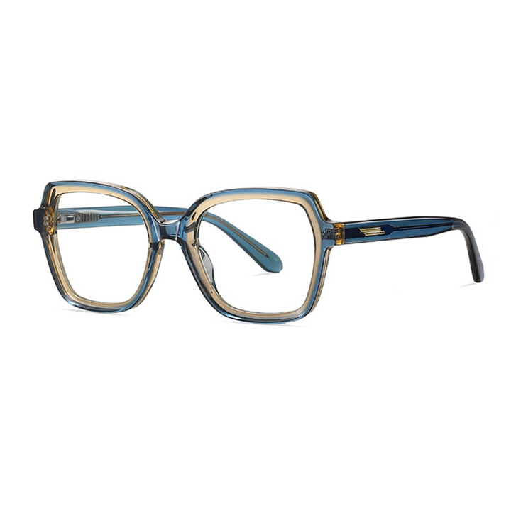 Ralferty Women's Full Rim Flat Top Oval Acetate Eyeglasses D8817 Full Rim Ralferty C723 Clear Blue China 