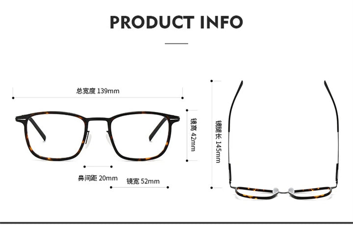 Black Mask Unisex Full Rim Square Stainless Steel Acetate Eyeglasses 1214 Full Rim Black Mask   