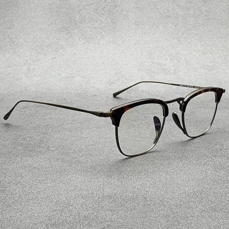 Black Mask Men's Full Rim Square Acetate Titanium Eyeglasses 41112