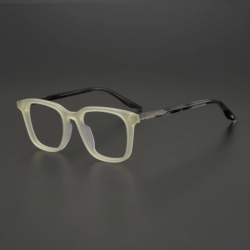 Black Mask Men's Full Rim Square Acetate Eyeglasses 9020  Black Mask Beige-Gray  