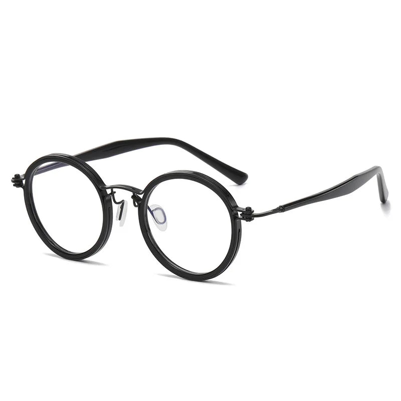 Black Mask Unisex Full Rim Round Titanium Eyeglasses BM-5862