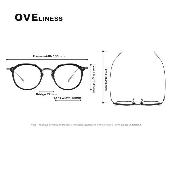 Oveliness Women's Full Rim Round Acetate Titanium Eyeglasses 3054 Full Rim Oveliness   