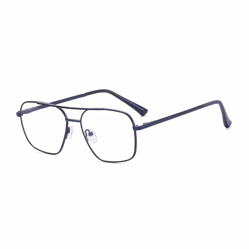 Ralferty Men's Full Rim Square Double Bridge Alloy Eyeglasses R91308 Full Rim Ralferty C2 Blue CN 