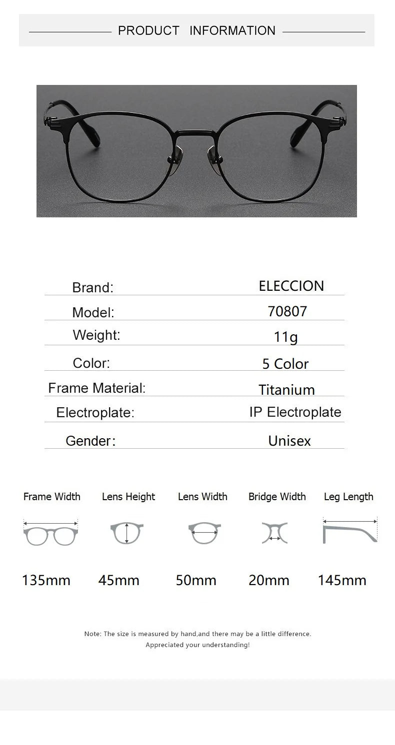 Eleccion Women's Full Rim Oval Round Titanium Eyeglasses 70807