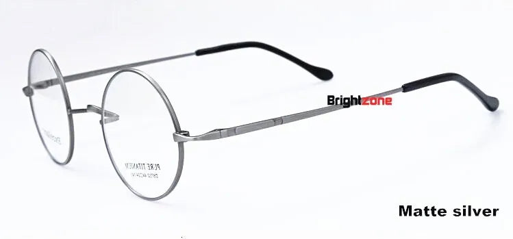 Brightzone Women's Full Rim Round Titanium Eyeglasses 71422 Full Rim Brightzone Matte silver 44mm