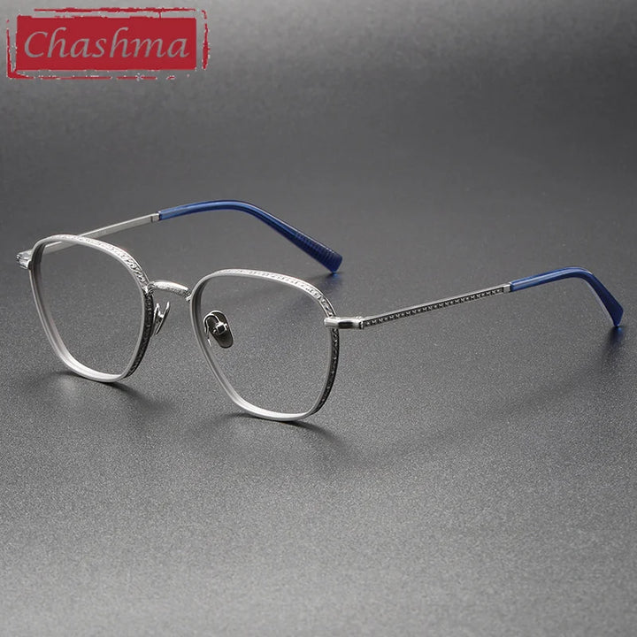Chashma Ottica Unisex Full Rim Oval Titanium Eyeglasses 3101 Full Rim Chashma Ottica Gray Silver  