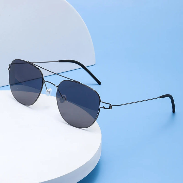 Bobbie Unisex Full Rim Oval Double Bridge Titanium Sunglasses 678201