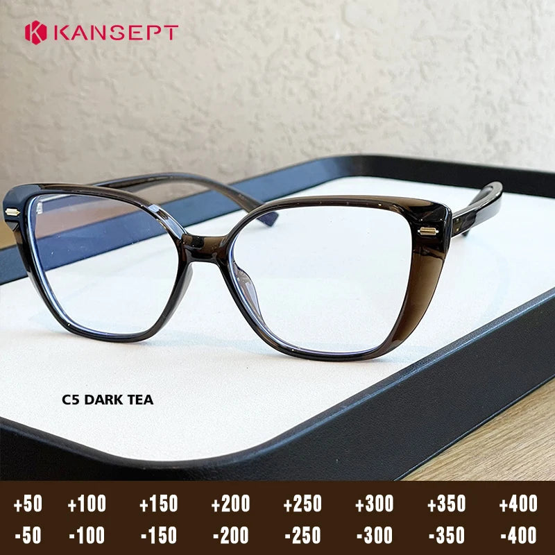 Kansept Women's Full Rim Cat Eye Tr 90 Alloy Reading Glasses 62502