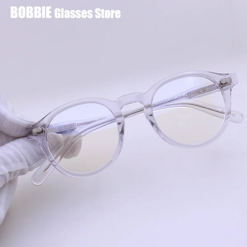 Bobbie Women's Full Rim Oval Round AcetateTitanium Eyeglasses 464223