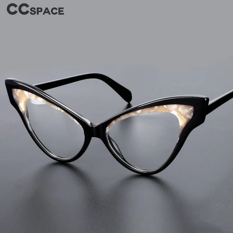 CCspace Unisex Full Rim Oversized Cat Eye Acetate Eyeglasses 55270 Full Rim CCspace   