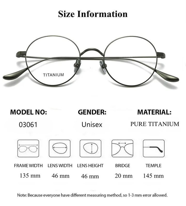 Summer Flower Women's Full Rim Round Titanium Eyeglasses 403061