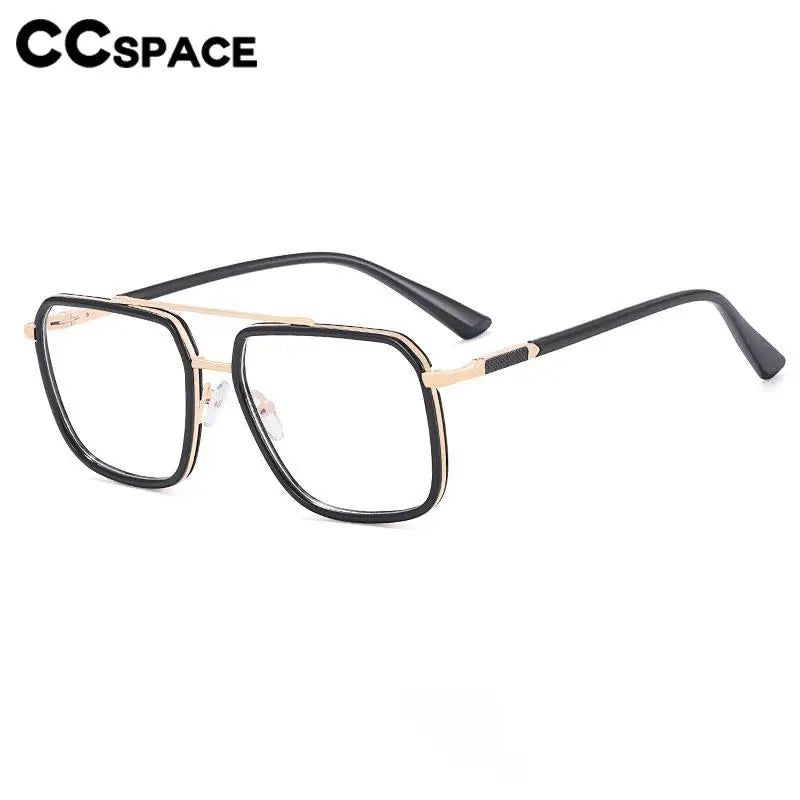 CCSpace Men's Full Rim Large Square Double Bridge Acetate Titanium Eyeglasses 57154 Full Rim CCspace   