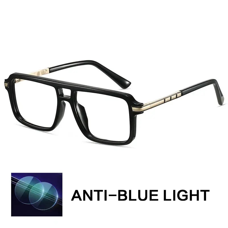 Gatenac Unisex Full Rim Square Double Bridge Tr 90 Titanium Reading Glasses G84004.