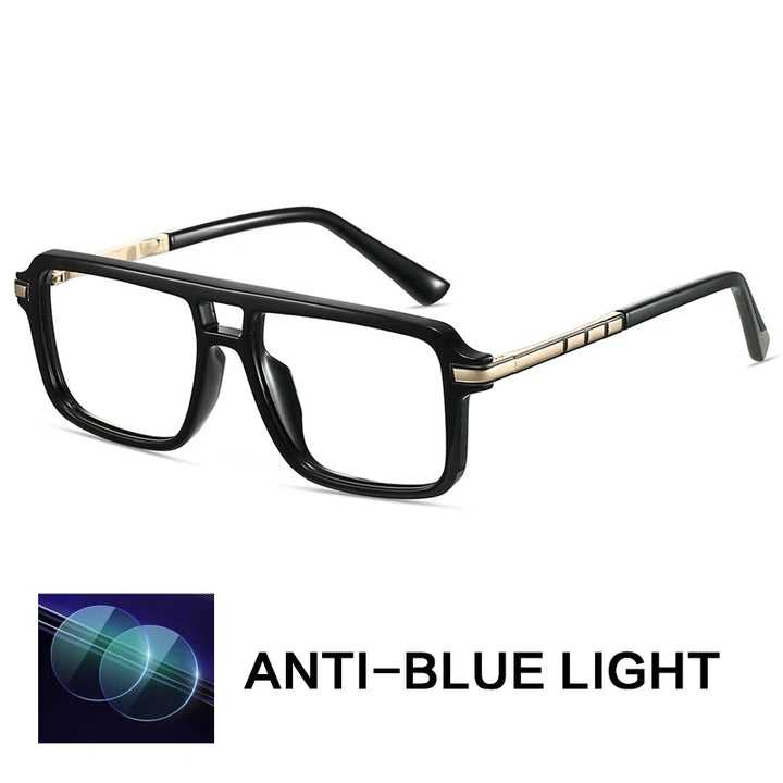 Gatenac Unisex Full Rim Square Double Bridge Tr 90 Titanium Reading Glasses G84004