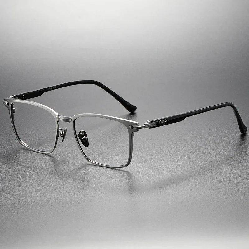 Hdcrafter Men's Full Rim Big Square Titanium Acetate Eyeglasses 91160