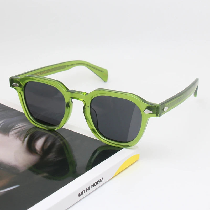 Black Mask Unisex Full Rim Square Acetate Polarized Sunglasses 23145