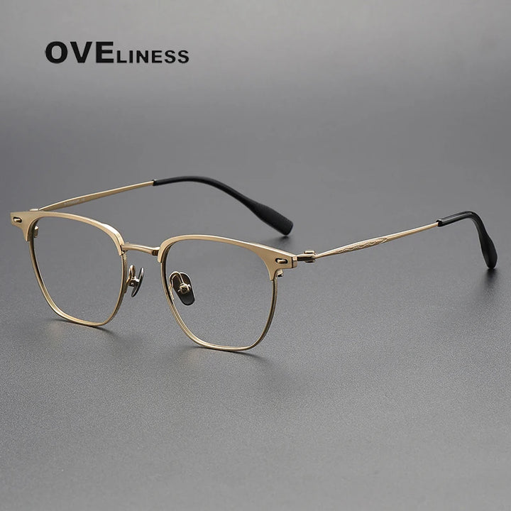 Oveliness Unisex Full Rim Square Titanium Acetate Eyeglasses O70813 Full Rim Oveliness gold  